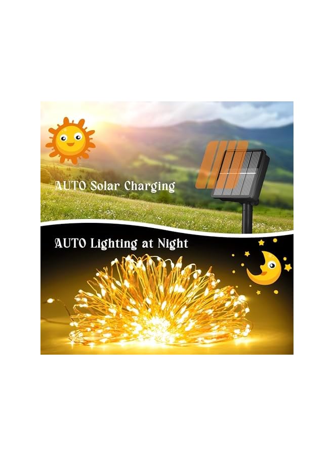 The Bros Solar String Lights for Outdoor, 12M 100 LED Solar Christmas String Lights Outdoor Waterproof, Solar Tree Lights with 8 Lighting Modes for Party Garden Patio Christmas Decor (Warm White)  - Image 3