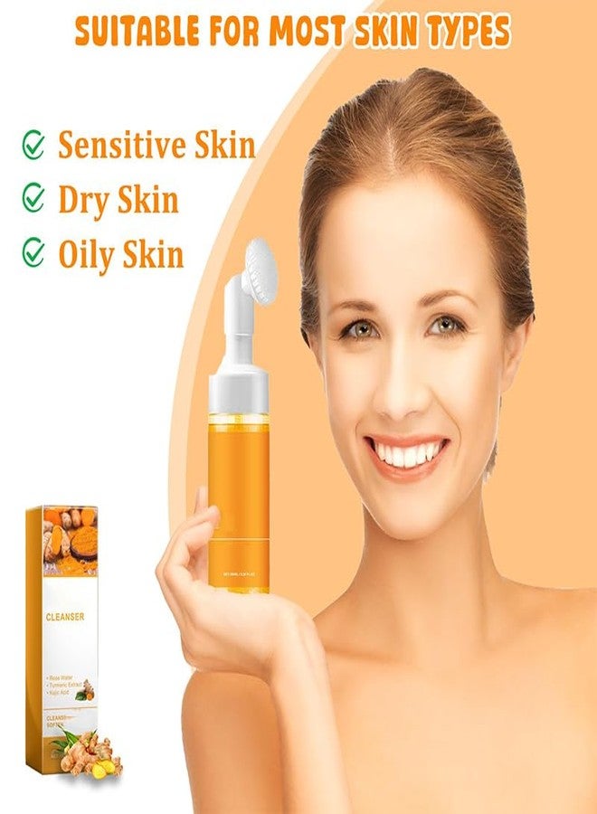 IYUWE Turmeric Face Wash,Turmeric Facial Cleanser,Turmeric Foaming Cleanser,Deep cleansing of facial skin,Suitable for All Skin - Image 2