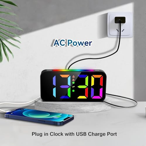 Topski Loud Alarm Clocks for Bedrooms Heavy Sleepers, Plug-in Digital Bedside Clock with Night Light, Large Display, Dual Alarm, Snooze, Dimmable for Kids Teens Boys Girls - Image 4
