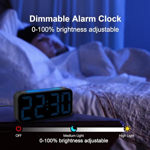 Topski Loud Alarm Clocks for Bedrooms Heavy Sleepers, Plug-in Digital Bedside Clock with Night Light, Large Display, Dual Alarm, Snooze, Dimmable for Kids Teens Boys Girls - Image 5