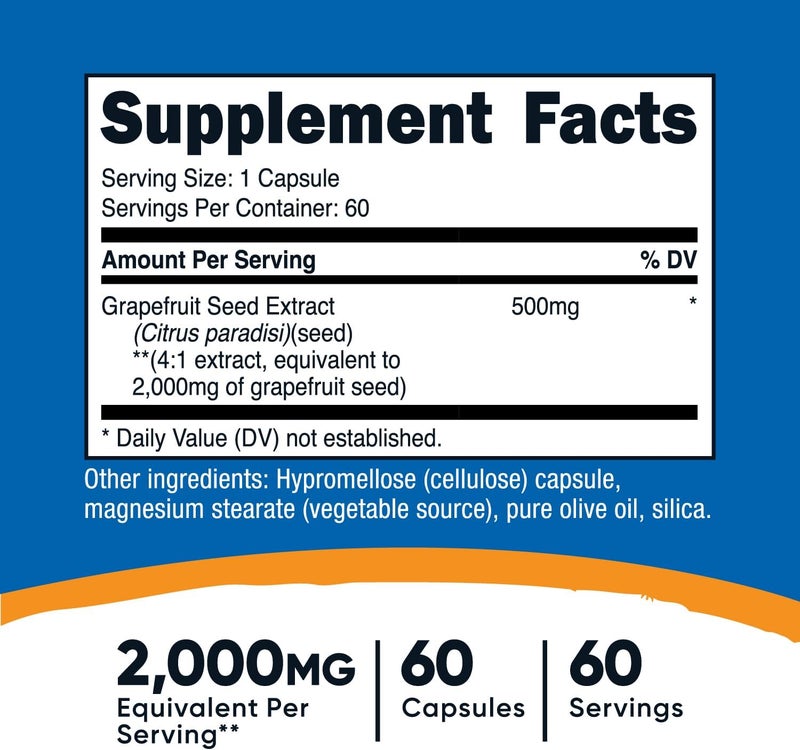 Nutricost Grapefruit Seed Extract 2000mg 60 Vegetarian Capsules  Gluten Free NonGMO - Image 2