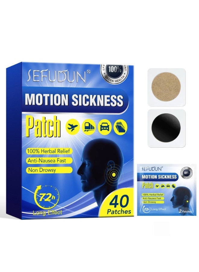Sefudun Motion Sickness Patches, 80 Count (2 Box) Behind Ear Patches, Natural Formula for Travel Nausea, for Car Boat Plane Cruise, Fast Acting Lasts 72 Hours, for Kids  Adults - Image 1