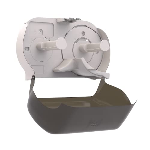 Tork Twin Jumbo Toilet Paper Roll Dispenser Smoke T22, Refill Indicator Window, 56TR - Image 4