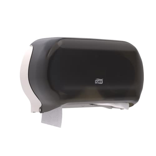 Tork Twin Jumbo Toilet Paper Roll Dispenser Smoke T22, Refill Indicator Window, 56TR - Image 3