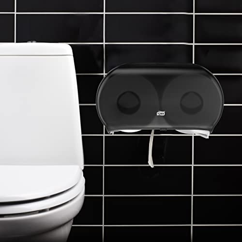 Tork Twin Jumbo Toilet Paper Roll Dispenser Smoke T22, Refill Indicator Window, 56TR - Image 5