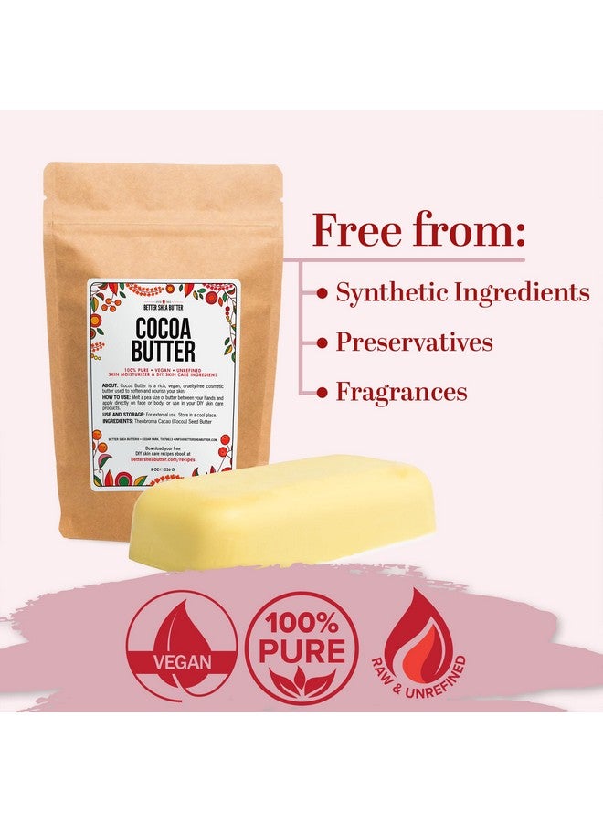 Better Shea Butter Raw Cocoa Butter Unrefined 100% Pure Food Grade Use For Cocoa Lip Balm Stretch Marks Cream Cacao Butter Cream Scars Oil Whipped Lotion Skin & Hair Moisturizer 8 Oz Block - Image 5