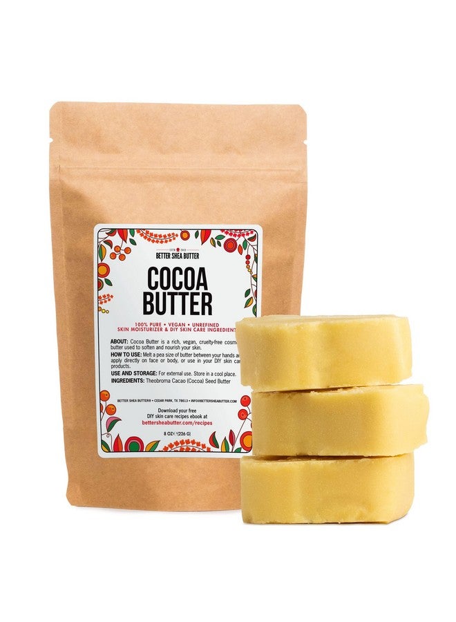 Better Shea Butter Raw Cocoa Butter Unrefined 100% Pure Food Grade Use For Cocoa Lip Balm Stretch Marks Cream Cacao Butter Cream Scars Oil Whipped Lotion Skin & Hair Moisturizer 8 Oz Block - Image 2