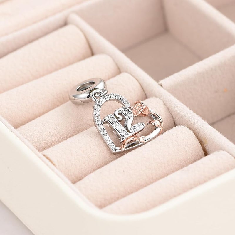 ZakiaHo 12 13 16 18 21 30 40 50 60 70 80 Birthday Charms for Bracelets Womens Rose Flower Love Heart Charm Beads Compatible with Pandora Bracelets - Image 3