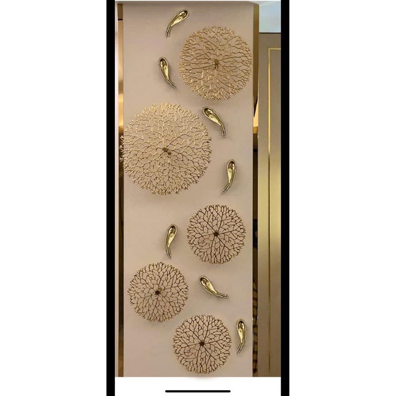 ZOVE ZOVE Modern Handcrafted luxury Set of 12 Lotus Leaf with Fish Metal Wall Decor Perfect for Living RoomDrawing RoomHotel Restaurant Color Electrolplated Gold  - Image 3