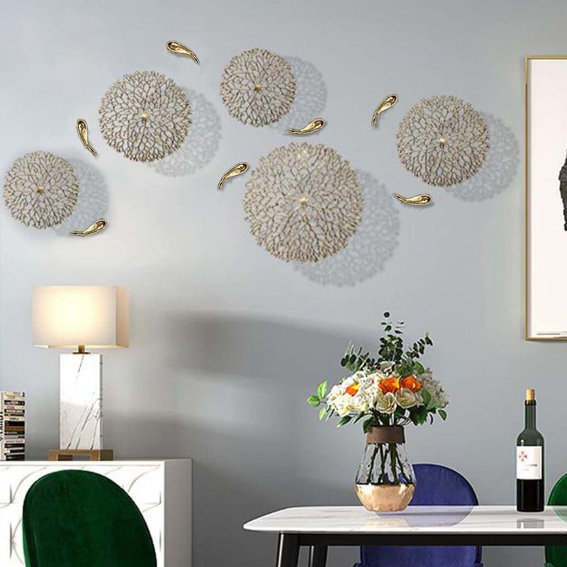 ZOVE ZOVE Modern Handcrafted luxury Set of 12 Lotus Leaf with Fish Metal Wall Decor Perfect for Living RoomDrawing RoomHotel Restaurant Color Electrolplated Gold  - Image 4