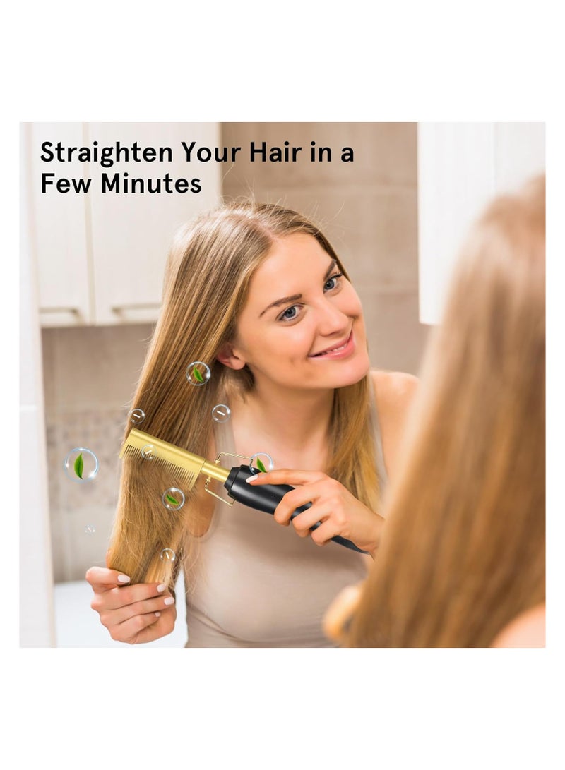 مشط كهربائي لفرد الشعر  تمويج 2 في 1 درجة حرارة قابلة للتعديل وتسخين سريع تسخين الافريقي - Image 3