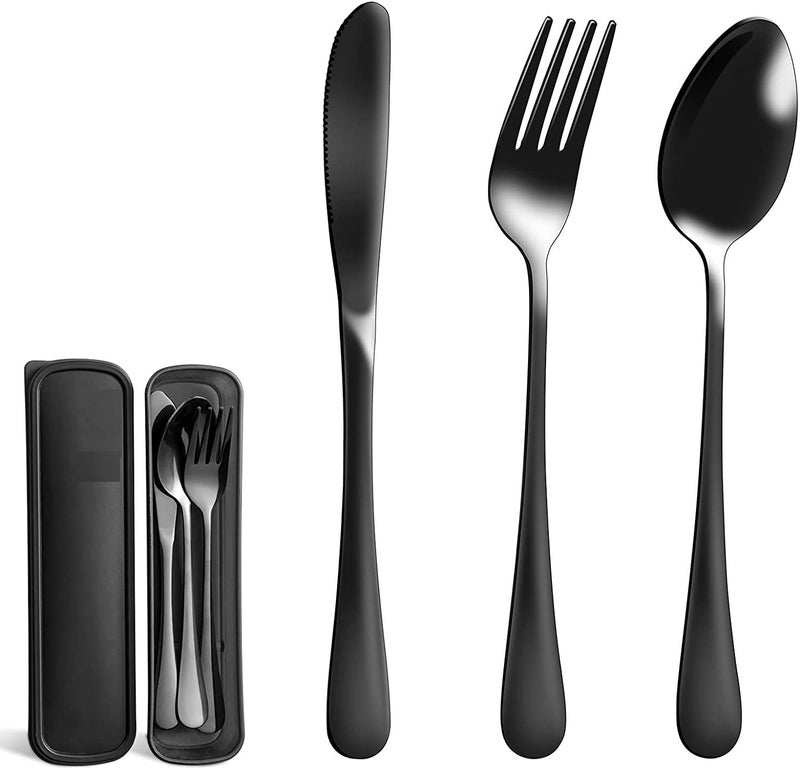 Linist Portable Utensils Set with Case, Reusable Stainless Steel Cutlery Set, Healthy & Eco-Friendly 3 PCs Knife,Fork,Spoon Cutlery, Ideal for Travel Camping, Office - Image 2