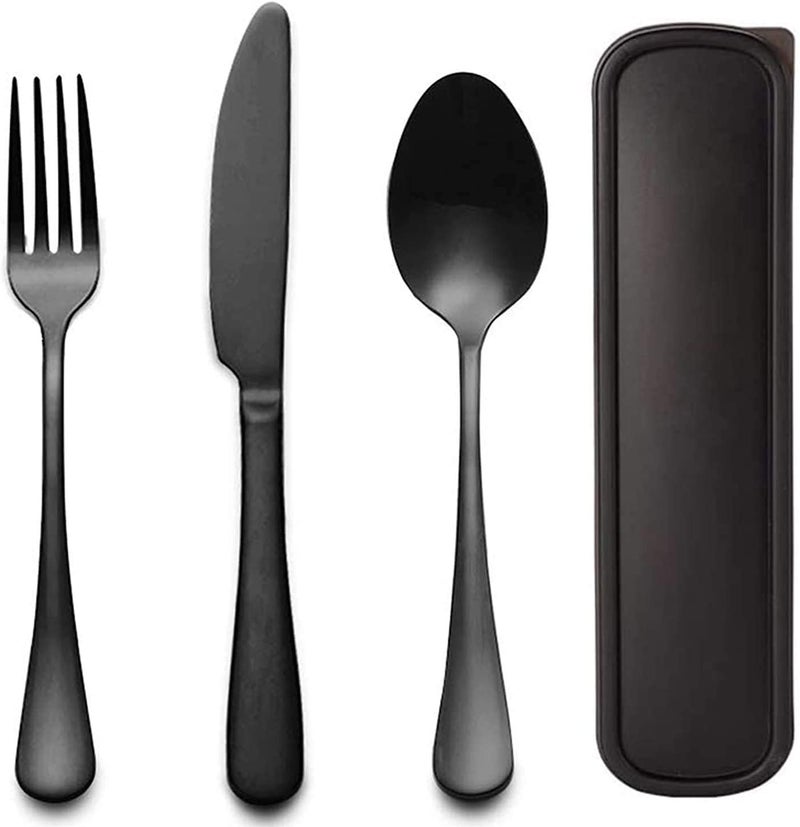 Linist Portable Utensils Set with Case, Reusable Stainless Steel Cutlery Set, Healthy & Eco-Friendly 3 PCs Knife,Fork,Spoon Cutlery, Ideal for Travel Camping, Office - Image 1