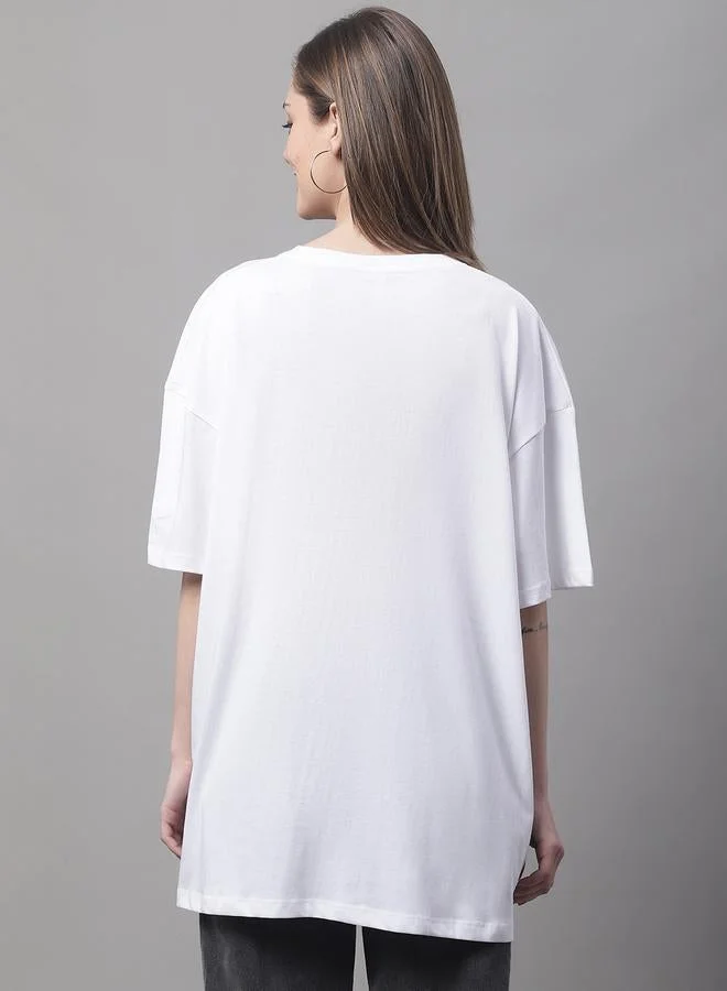 Take Two Women White Oversized Slogan Print T-Shirt