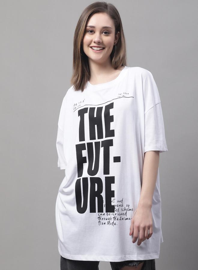 Take Two Women White Oversized Slogan Print T-Shirt - Image 1