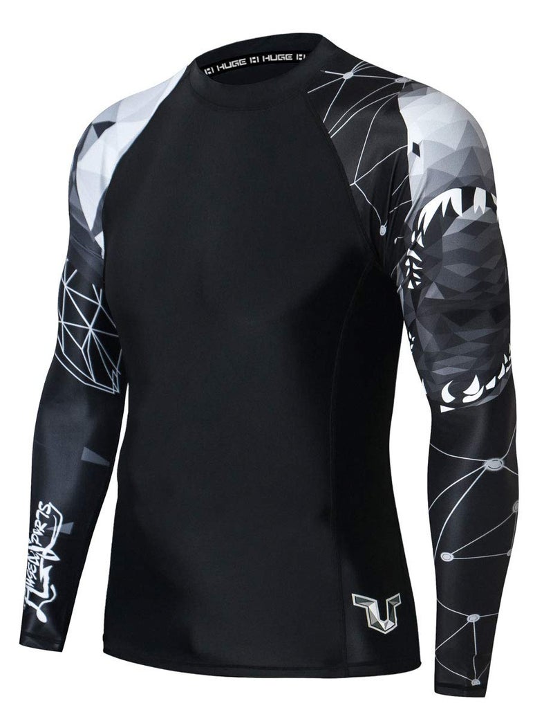 HUGE SPORTS HUGE SPORTS Wildling Series UV Protection Quick Dry Compression Rash Guard (Shark,M) - Image 1