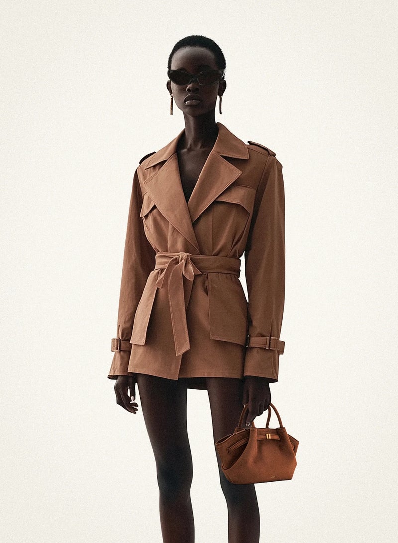 جي دبليو بي حقيبة هانا ميني من جلد الغزال الصناعي - بنية - Image 2