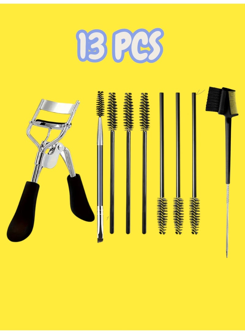 Shein 13 Piece Eyelash Curler & Brush Set – Lash Curler, Mascara Brush, 10 Angled Eyebrow Brushes & Dual Brow Comb multicolor - Image 1