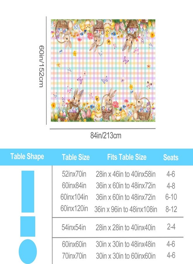 LEWARAN Easter Tablecloth 60x84 Inch Rectangle, Easter Decorations for The Home Bunny and Eggs Table Cloth Spring, Tablecloths Cover Oblong Polyester Vintage Buffalo Plaid for Picnic Party Dinner - Image 2