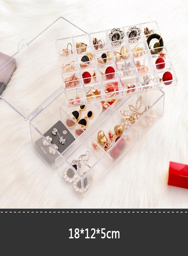 Aldea 2 Layer Acrylic Jewelry Storage Box Grid Box Organizer for Jewelry Hair Pins Rings Earrings Necklace Bracelet Medicines Pill Craft Material Hardware Sections Box (Transparent) - Image 5