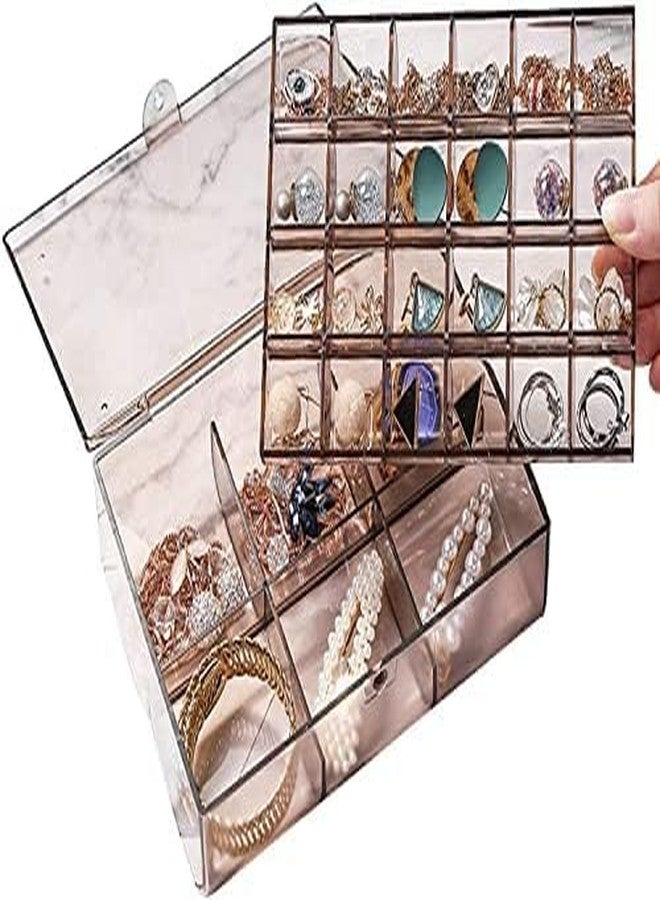 Aldea 2 Layer Acrylic Jewelry Storage Box Grid Box Organizer for Jewelry Hair Pins Rings Earrings Necklace Bracelet Medicines Pill Craft Material Hardware Sections Box (Transparent) - Image 1