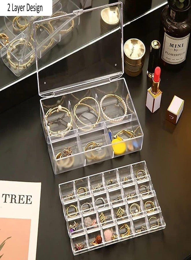 Aldea 2 Layer Acrylic Jewelry Storage Box Grid Box Organizer for Jewelry Hair Pins Rings Earrings Necklace Bracelet Medicines Pill Craft Material Hardware Sections Box (Transparent) - Image 4