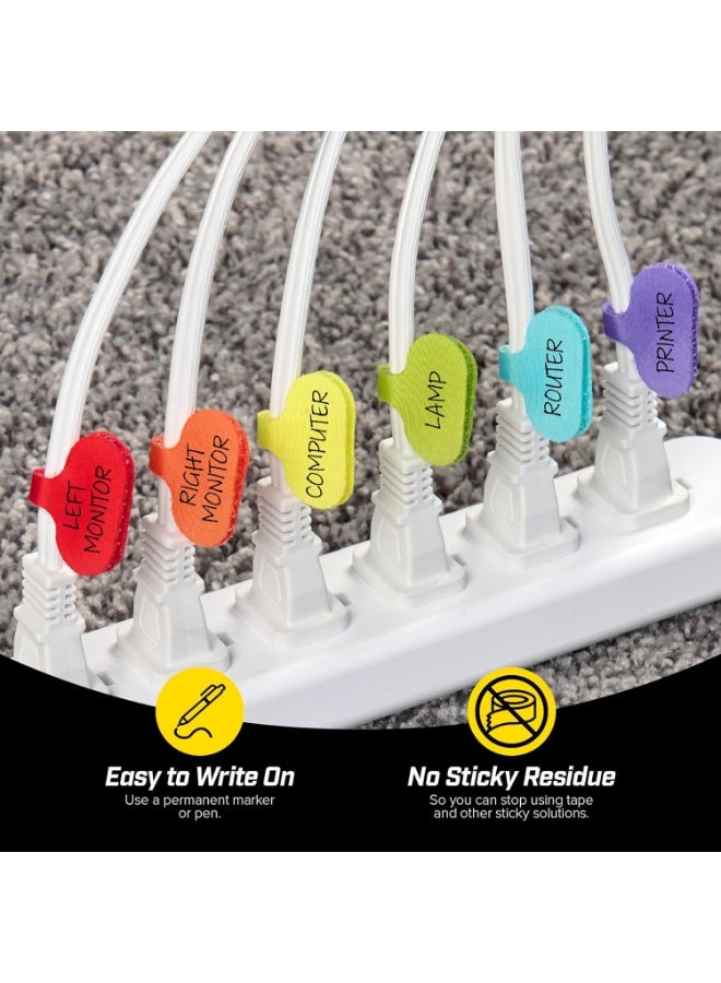 Wrap-It Storage - Cable Labels - Oval, Multi-Color (36 Pack) - Write-On Wire Tags for Cord Identification with Power Strips Behind Desks and TVs - Image 3