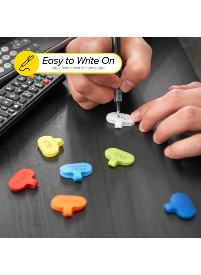 Wrap-It Storage - Cable Labels - Oval, Multi-Color (36 Pack) - Write-On Wire Tags for Cord Identification with Power Strips Behind Desks and TVs - Image 4