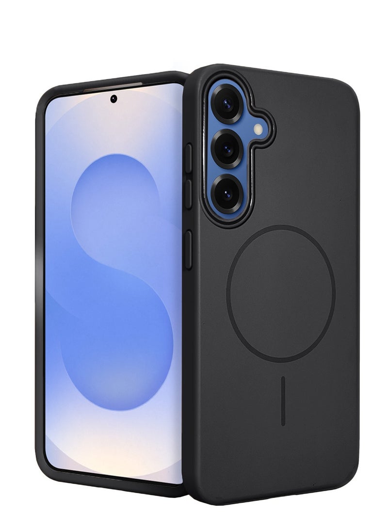 Wtech Samsung Galaxy S25 Plus 5G 2025 Syndee Series Premium Liquid Silicone Compatible With Thin Magsafe Ring Case Cover - Black - Image 1