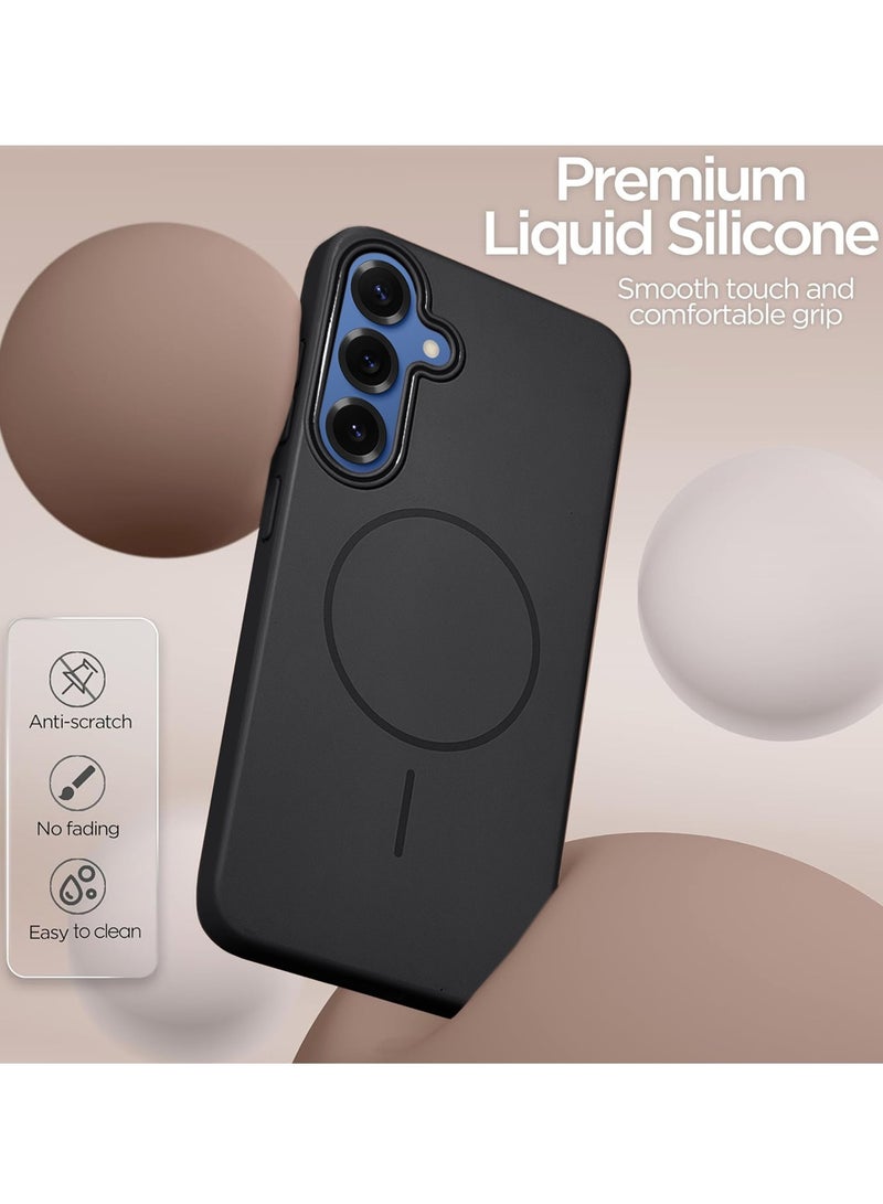 Wtech Samsung Galaxy S25 Plus 5G 2025 Syndee Series Premium Liquid Silicone Compatible With Thin Magsafe Ring Case Cover - Black - Image 2