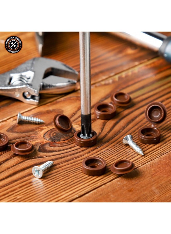 HNYYZL HNYYZL Plastic Hinged Screw Covers Caps, Screw Caps Upholstery Screws 100 PCS Brown, Shutter Screw Caps Snap Washer Covers Flip Tops for Covering Screw Heads, Screw Protection (M), Bronze  - Image 4