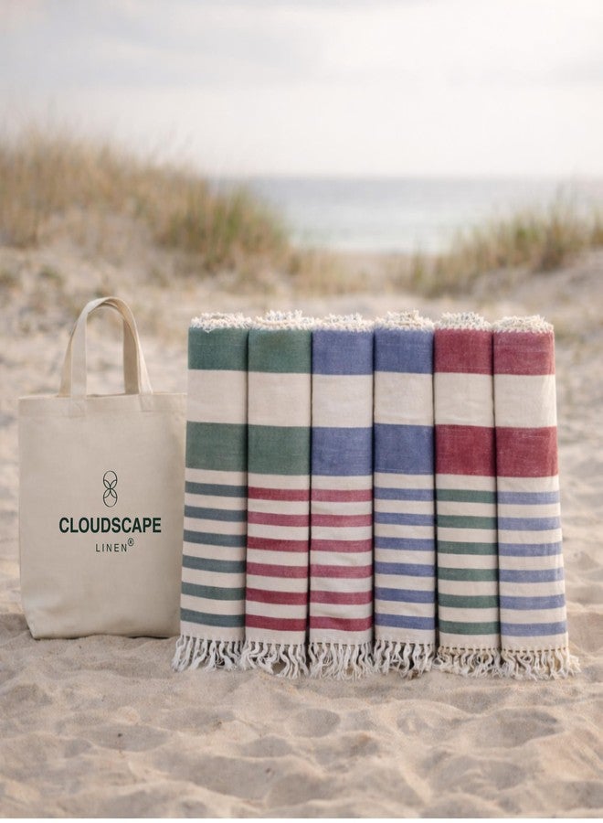 CloudScape Linen CLOUDSCAPE Oversized Beach Towels Bulk 6 Pack - 39"x71", Highly Absorbent, Sand Free Beach Essentials for Women, Quick Dry Lightweight Pool Towel, Easy Pack Travel Turkish Towel Premium, Multicolor7 - Image 1