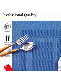 FALMER 6PCS PlaceMats for Kitchen Dining Table45X30CM-Navy Blue  - Image 3