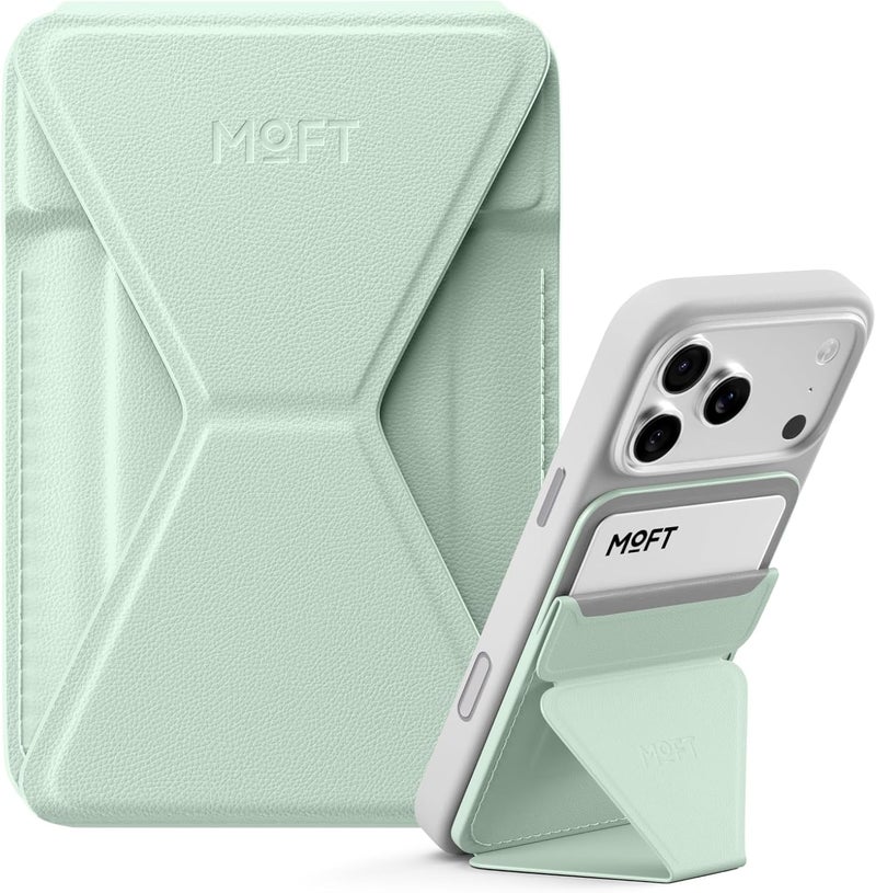MOFT Magnetic Wallet Stand Compatible with iPhone 17/16/15/14/13/12 Series, Angle Adjustment & Magsafe Compatible MOVAS Phone Stand,Peppermint - Image 1