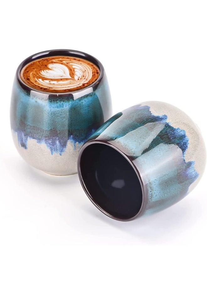 jaexest Ceramic Espresso Cups Set of 2 – 3 Oz Mini Espresso Mugs – Kiln-Change Reactive Glaze Demitasse Cups – Blue – Perfect for Espresso Shots, Turkish Coffee, Small Beverages - Image 1