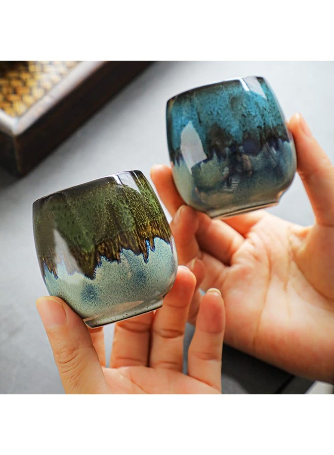 jaexest Ceramic Espresso Cups Set of 2 – 3 Oz Mini Espresso Mugs – Kiln-Change Reactive Glaze Demitasse Cups – Blue – Perfect for Espresso Shots, Turkish Coffee, Small Beverages - Image 3