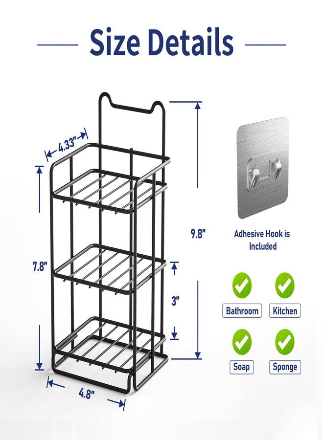 Bernkot 3 Tier Soap Bar Holder, 304 Stainless Steel Soap Dish for Bathroom, Removable Sponge Rack for Kitchen Sink (Black) - Image 4