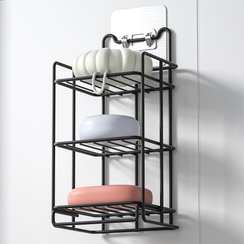 Bernkot 3 Tier Soap Bar Holder, 304 Stainless Steel Soap Dish for Bathroom, Removable Sponge Rack for Kitchen Sink (Black) - Image 1