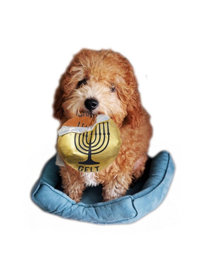 رايت لايت لعبة كلب على شكل عملة معدنية من جيلت هانوكا - مادة أكسفورد من تشيودايكا، هدايا حانوكا لأصحاب الكلاب، هدايا حفلات يهودية، إكسسوارات حانوكا، ديكور - Image 1
