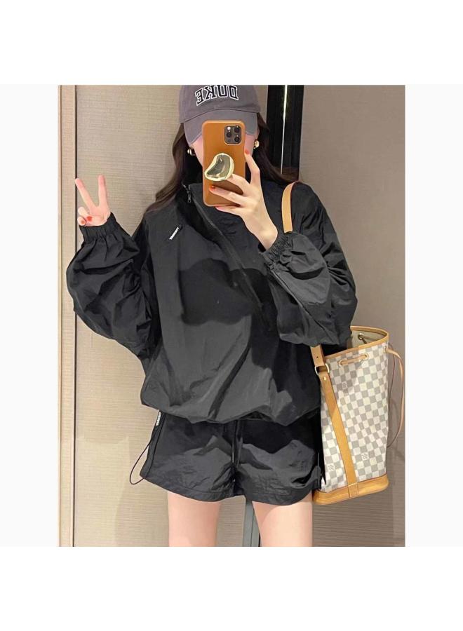 VUELO Summer New Style Chic Niche All-match Thin Sunscreen Suit Loose Casual Rushwork Casual Sports Two-piece Set  - Image 2