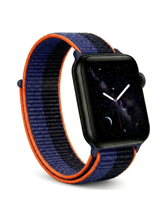 MARGOUN Breathable Nylon Sport Loop Band Compatible with Apple Watch 44mm 45mm 46mm 49mm for Women Men, iWatch Wrist Straps for Ultra 3 2, Se, Series 11 10 9 8 7 - Navy Peach - Image 1
