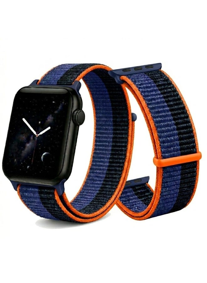 MARGOUN Breathable Nylon Sport Loop Band Compatible with Apple Watch 44mm 45mm 46mm 49mm for Women Men, iWatch Wrist Straps for Ultra 3 2, Se, Series 11 10 9 8 7 - Navy Peach - Image 2