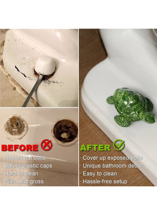 YLOVAN Toilet Bolt Covers Decorative Turtle Toilet Screw Cover Caps, Toilet Knob Covers for Bottom of Toilet Sea Turtle Bathroom Decor, Toilet Bolt Caps or Bottom of Toilet Turtle Decor, Easy To Install 2pcs - Image 3