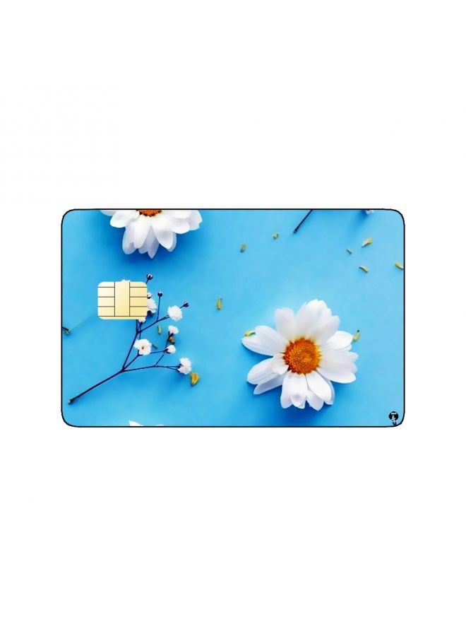 RKN PRINTED BANK CARD STICKER Beautiful White Roses Drawing - Image 1