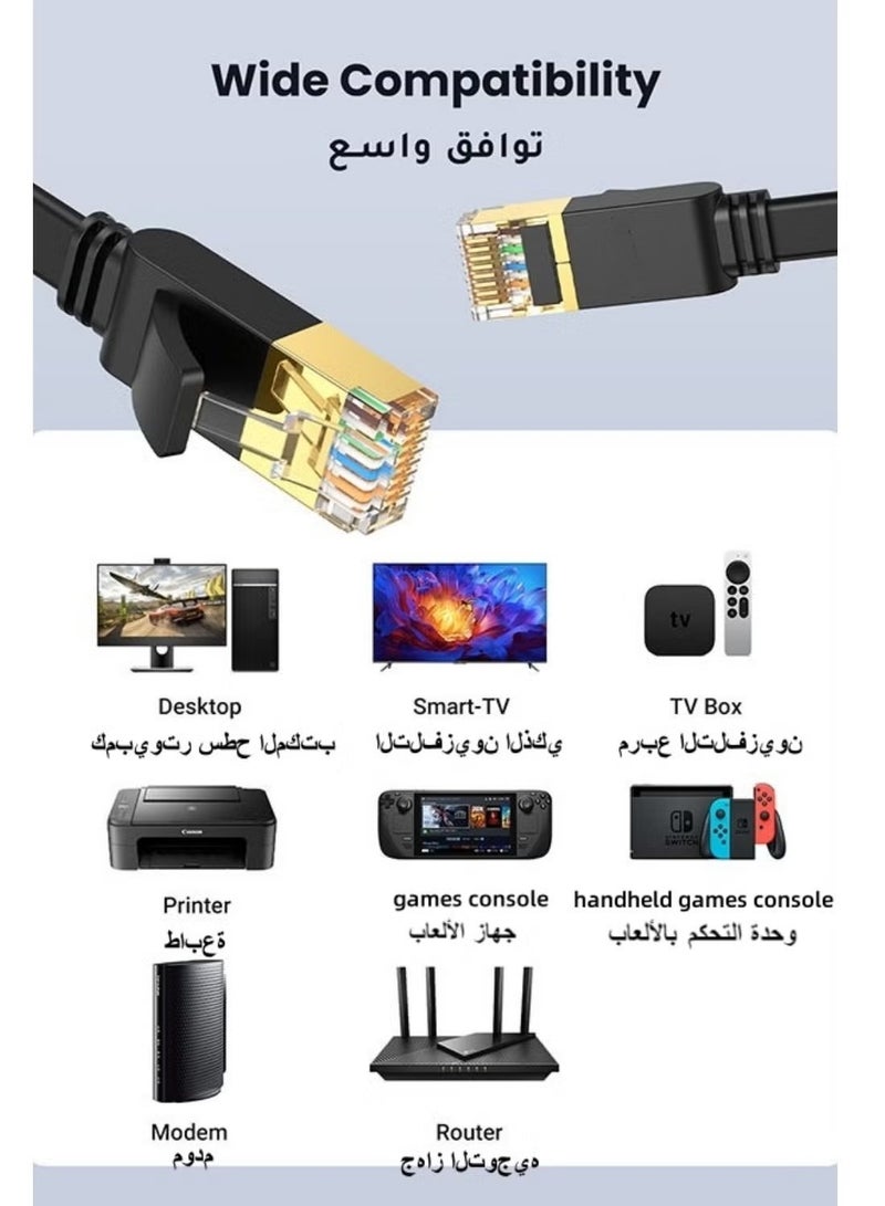 30M Cat7 Ethernet Cable High Speed Flat GB RJ45 LAN 10GBPS 600Mhz Shielded Internet Network Patch Cord Compatible for Gaming PS5/PS4/PS3 XBOX PC Laptop Modem Router - Image 3