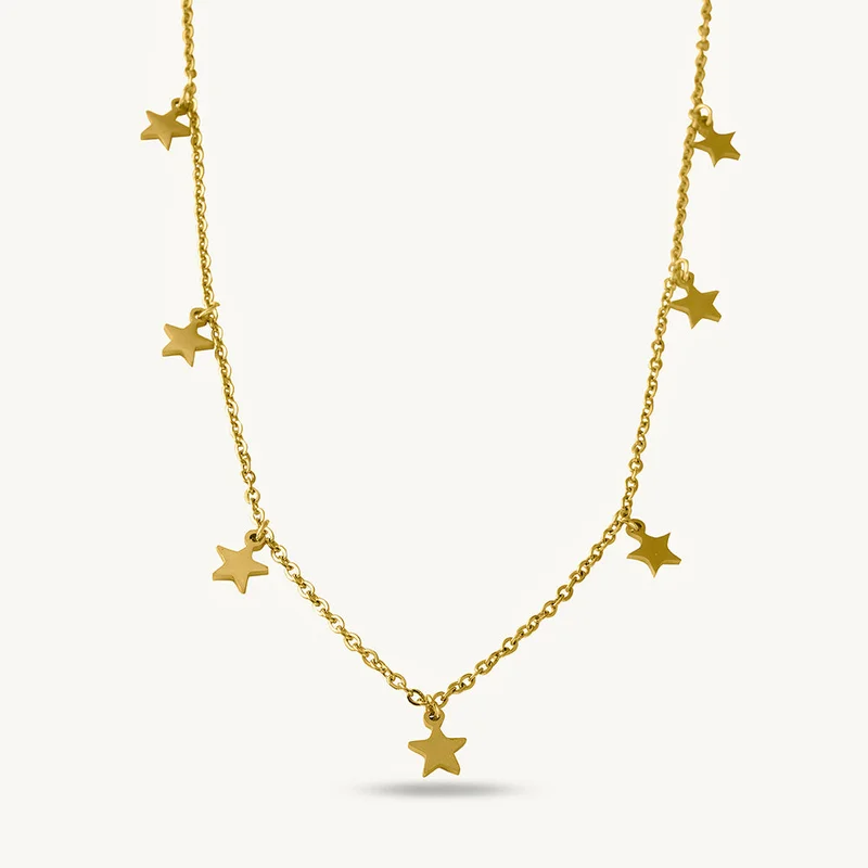 بالموناس PALMONAS 18k Gold Tone Plated Starry Night Necklace
 for Women