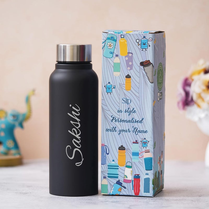 YOUR GIFT STUDIO Stainless Steel Personalized Unisex Gift Set For Men&Women|Customized Gift Set For Men Women Husband Boyfriend Or Employees For Birthday,Anniversary,Wedding(Black),750 ML - Image 2