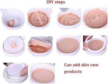 SelfTek Empty Foundation Puff Box Air Cushion Container for DIY BBCC Cream Liquid Foundation with Mirror and Sponge Puff - Image 4
