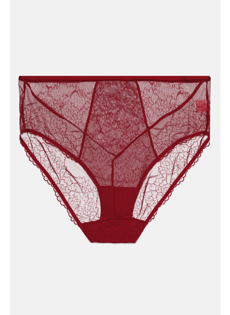TRIUMPH Women Lace Pull On Briefs, Red  - Image 2