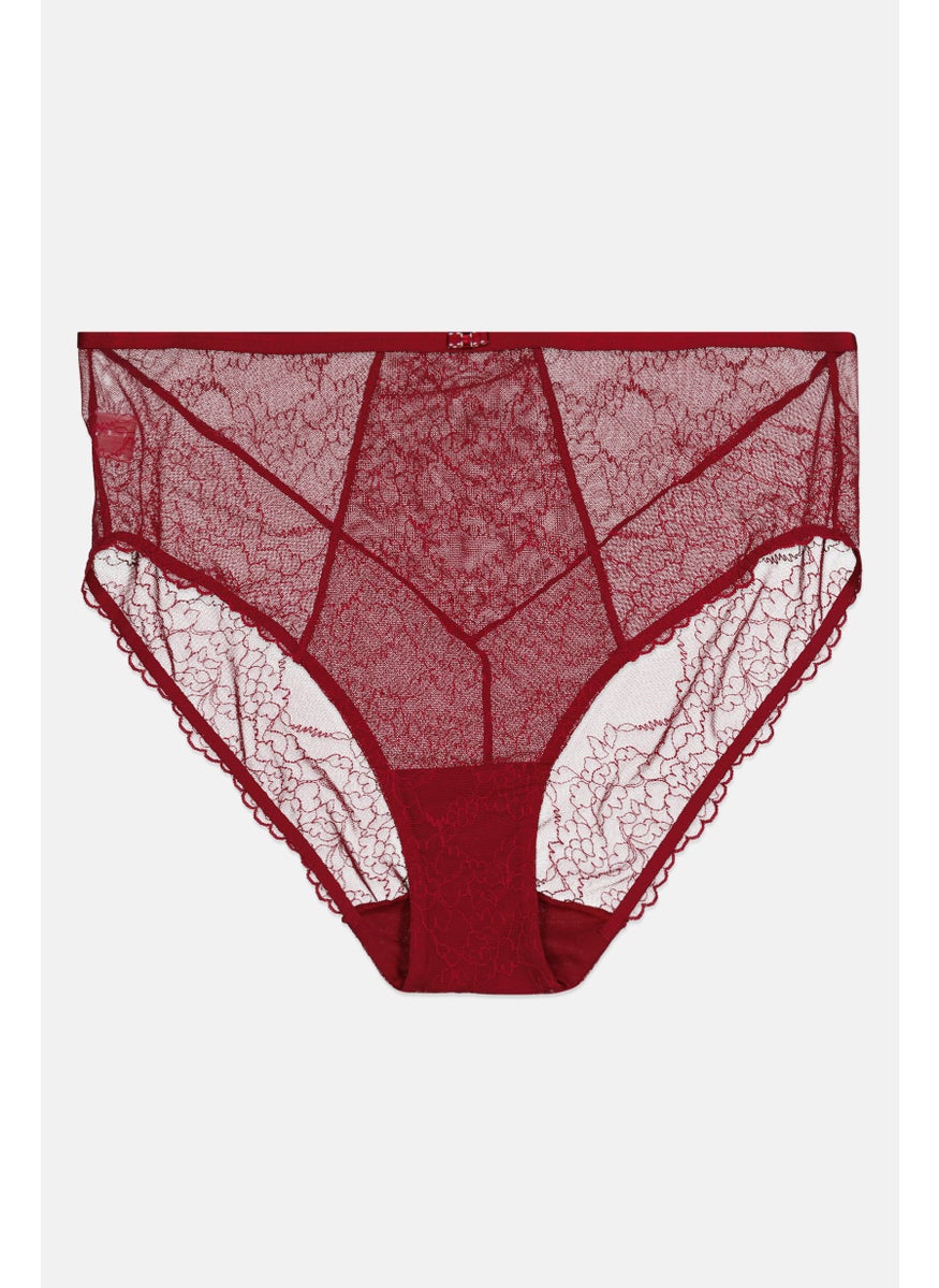 TRIUMPH Women Lace Pull On Briefs, Red  - Image 1